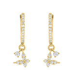 Fashion 10K Yellow` Gold 1/3Ct Ladies Hoop Earrings With Diamonds Butterfly Bliss Design For Ladies