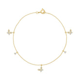 10K Yellow Gold Diamond Butterfly Bracelet For Ladies 1/3Ct Round Diamond Bracelet