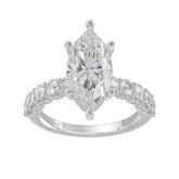 14K White Gold 5 1/2Ct Marquise Cut & Round Diamond Engagement Ring Women Bridal Wedding Ring 4Ct Marquise Center Stone (Color F-G -Clarity Vs1/Vs2)