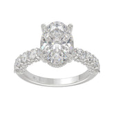 14K White Gold 5 1/2Ct Oval & Round Diamond Engagement Ring Women Bridal Wedding Ring 4Ct Oval Center Stone (Color F-G -Clarity Vs1/Vs2)
