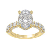 14K Yellow Gold 5 1/2Ct Oval & Round Diamond Engagement Ring Women Bridal Wedding Ring 4Ct Oval Center Stone (Color F-G -Clarity Vs1/Vs2)