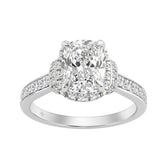 14K White Gold 2 1/2Ct Elongated Cushion Cut Diamond Halo Engagement Ring With Round Diamonds Bridal Ring For Women 2Ct Cushion Center Stone (Color F-G -Clarity Vs1/Vs2)