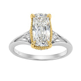 Luxury 14K White/Yellow Gold Diamond Engagement Ring 2 1/4Ct Elongated Cushion Center With Round Side Stones, Women Ring 2Ct Cushion Center Stone (Color F-G -Clarity Vs1/Vs2)