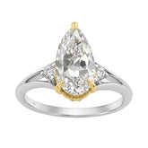 Elegance14K White/Yellow Gold Diamond Engagement Ring 2 1/4Ct Elongated Pear Center With Round Side Stones, Women Ring 2Ct Pear Center Stone (Color F-G -Clarity Vs1/Vs2)