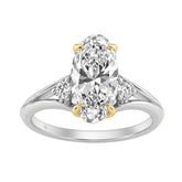 Elegance14K White/Yellow Gold Diamond Engagement Ring 2 1/4Ct Elongated Oval Center With Round Side Stones, Women Ring 2Ct ELONGATED Oval Center Stone (Color F-G -Clarity Vs1/Vs2)