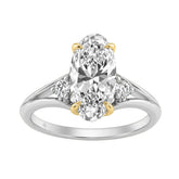 Elegance14K White/Yellow Gold Diamond Engagement Ring 2 1/4Ct Elongated Oval Center With Round Side Stones, Women Ring 2Ct Oval Center Stone (Color F-G -Clarity Vs1/Vs2)