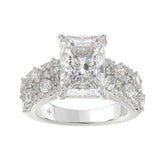 Luxury 14K White Gold Diamond Ring 6 1/4Ct Radiant Center Stone With Pear & Round Diamonds, Women Fashion Engagement Ring (Color F-G -Clarity Vs1/Vs2)