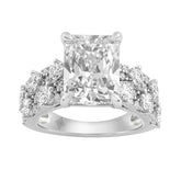 Luxury 14K White Gold Diamond Ring 6 1/4Ct Radiant Center Stone With Pear & Round Diamonds, Women Fashion Engagement Ring (Color F-G -Clarity Vs1/Vs2)