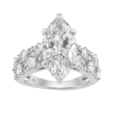 Luxury 14K White Gold Diamond Ring 6 1/4Ct Marquise Center Stone With Pear & Round Diamonds, Women Fashion Engagement Ring (Color F-G -Clarity Vs1/Vs2)