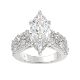Luxury 14K White Gold Diamond Ring 6 1/4Ct Marquise Center Stone With Pear & Round Diamonds, Women Fashion Engagement Ring (Color F-G -Clarity Vs1/Vs2)