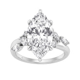 14K White Gold 5 1/2Ct Lab-Grown Diamond Engagement Ring For Women 5Ct Marquise Center Stone With Round Side Stones, Luxury Bridal Ring (Color F-G -Clarity Vs1/Vs2)