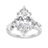 14K White Gold 5 1/2Ct Lab-Grown Diamond Engagement Ring For Women 5Ct Marquise Center Stone With Round Side Stones, Luxury Bridal Ring (Color F-G -Clarity Vs1/Vs2)