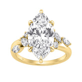 14K Yellow Gold 5 1/2Ct Lab-Grown Diamond Engagement Ring For Women 5Ct Marquise Center Stone With Round Side Stones, Luxury Bridal Ring (Color F-G -Clarity Vs1/Vs2)