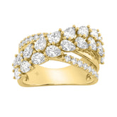Luxury 14K Yellow Gold 3Ct Lab Grown Diamond Pear Shape & Round Cut Ladies Fashion Ring For Her (Color F-G -Clarity Vs1/Vs2)