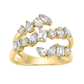 Elegant 14K Yellow Gold 1 1/2Ct Diamond Ring Mixed Cuts Round, Marquise, Pear, Emerald & Oval, Women?S Fashion Jewelry (Color F-G -Clarity Vs1/Vs2)