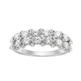 Elegant 14K White Gold 1 3/4Ct Lab Grown Diamond Fashion Ring Alternating Round & Pear Stones, Women Fashion Jewelry (Color F-G -Clarity Vs1/Vs2)