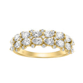 Elegant 14K Yellow Gold 1 3/4Ct Lab Grown Diamond Fashion Ring Alternating Round & Pear Stones, Women Fashion Jewelry (Color F-G -Clarity Vs1/Vs2)