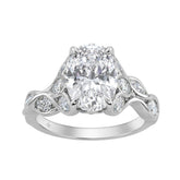 Ladies 14K White Gold 4 1/5Ct Multi-Shape Diamond Engagement Ring Oval & Marquise With Side Stones 3Ct Oval Center Stone (Color F-G -Clarity Vs1/Vs2)