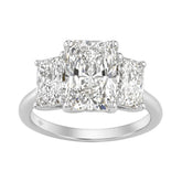 14K White Gold 5.00Ct Radiant Lab Grown Diamond Ring 3.00Ct Center Stone Emerald Diamond Three Stone Engagement Ring For Women (Color F-G Clarity Vs1/Vs2)