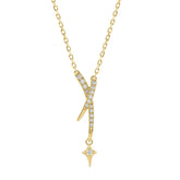 10K Yellow Gold Lab-Grown Diamond Star Charm Necklace 1/10Ct Round Dangle Necklace For Women (Color F-G -Clarity Vs1/Vs2)
