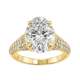 14K Yellow Gold Oval & Round Diamond Engagement Ring For 4 1/2Ct Ladies Ring 4Ct Oval Center Stone (Color F-G -Clarity Vs1/Vs2)