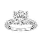 4 1/3Ct Round Brilliant Diamond Ring In 14K White Gold Elegant Ladies Engagement Ring 4Ct Round Center Stone (Color F-G -Clarity Vs1/Vs2)