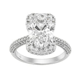 14K White Gold 4 1/2Ct Ladies Oval Cut Halo Engagement Ring 4Ct Oval Center Stone & Round Diamond (Color F-G -Clarity Vs1/Vs2)