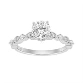 Lab Grown Diamond Engagement Ring 1 1/4Ct White Gold 14K Round Brilliant Cut Ring With 1.00 Ct Center Stone For Women (Color F-G -Clarity Vs1/Vs2)