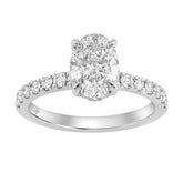 Luxury 14K White Gold 2.00Ct Oval Diamond Engagement Ring With Hidden Halo And Round Diamonds 1 1/2Ct Oval Center Stone (Color F-G -Clarity Vs1/Vs2)
