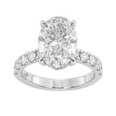 Luxury 14K White Gold 5.00Ct Oval Diamond Engagement Ring With Hidden Halo And Round Diamonds 4.00Ct Oval Center Stone (Color F-G -Clarity Vs1/Vs2)