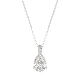 LADIES SOLITAIRE PENDANT WITH CHAIN 1CT PEAR DIAMOND 14K WHITE GOLD