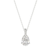 LADIES SOLITAIRE PENDANT WITH CHAIN 1CT PEAR DIAMOND 14K WHITE GOLD