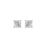 LADIES SOLITAIRE EARRINGS 1CT PRINCESS DIAMOND 14K WHITE GOLD