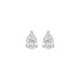 LADIES SOLITAIRE EARRINGS 1CT PEAR DIAMOND 14K WHITE GOLD