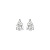 LADIES SOLITAIRE EARRINGS 1CT PEAR DIAMOND 14K WHITE GOLD