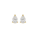 LADIES SOLITAIRE EARRINGS 1CT PEAR DIAMOND 14K YELLOW GOLD