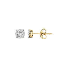 MEN'S STUD EARRINGS 0.33CT ROUND DIAMOND 10K YELLOW GOLD