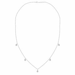 Sterling Silver White 0.25CT Round Diamond Teardrop Necklace For Women In Elegant Diamond Necklace