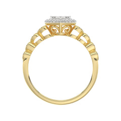 Elegant 10K Yellow Gold Heart-Shaped Engagement Ring Featuring 0.12Ct Round Diamonds With A Romantic And Timeless Design. Perfect As A Promise Ring, A