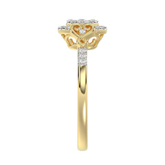 Romantic 10K Yellow Gold Halo Diamond Engagement Ring For Women Fine Jewelry
