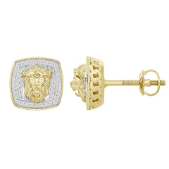MEN'S STUD EARRINGS 0.25CT ROUND DIAMOND 10K YELLOW GOLD