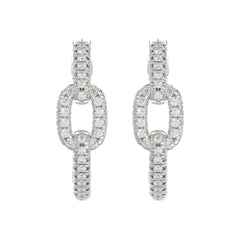 Elegant 10K White Gold Fashion Hoop Earrings Featuring 0.15Ct Round Diamonds With Brilliant Sparkle And Timeless Design.