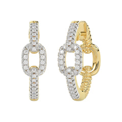 Elegant 10K Yellow Gold Fashion Hoop Earrings Featuring 0.15Ct Round Diamonds With Brilliant Sparkle And Timeless Design.
