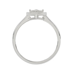Ladies 0.10Ct Round Diamond Sterling Silver Ladies Ring White Heart Shape Cluster Halo Engagement Promise Ring For Her
