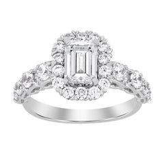 LADIES SEMI MOUNT RING 1.00CT ROUND DIAMOND 14K WHITE GOLD (CENTER STONE 1.00CT EMERALD DIAMOND)