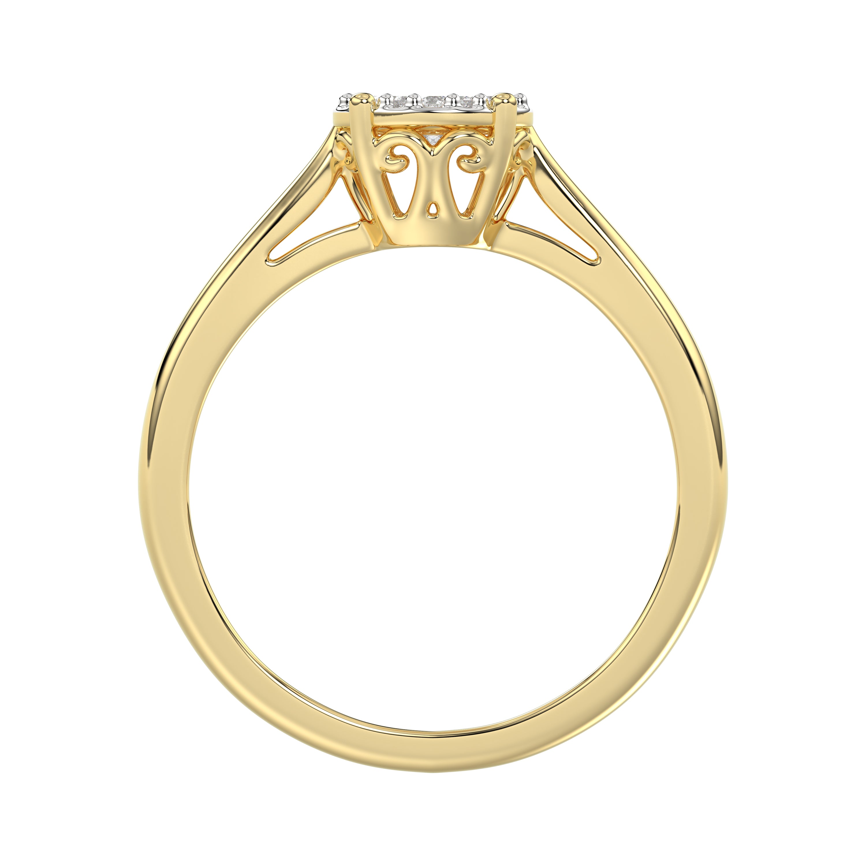 10K Yellow Gold Diamond Cluster Ring For Women 0.25Ct Round Diamond Fashion Ring