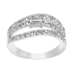 LADIES RING 1.00CT ROUND/EMERALD DIAMOND 14K WHITE GOLD (CENTER STONE 0.25CT EMERALD DIAMOND)