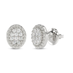Sterling Silver Ladies 0.20CT Round Diamond Cluster Fashion Earrings