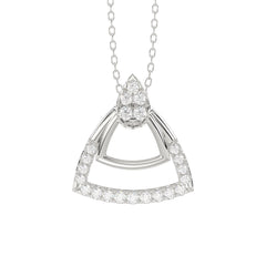 Sterling Silver Ladies 0.13CT Round Diamond Pendant With Chain Elegant Fashion Jewelry