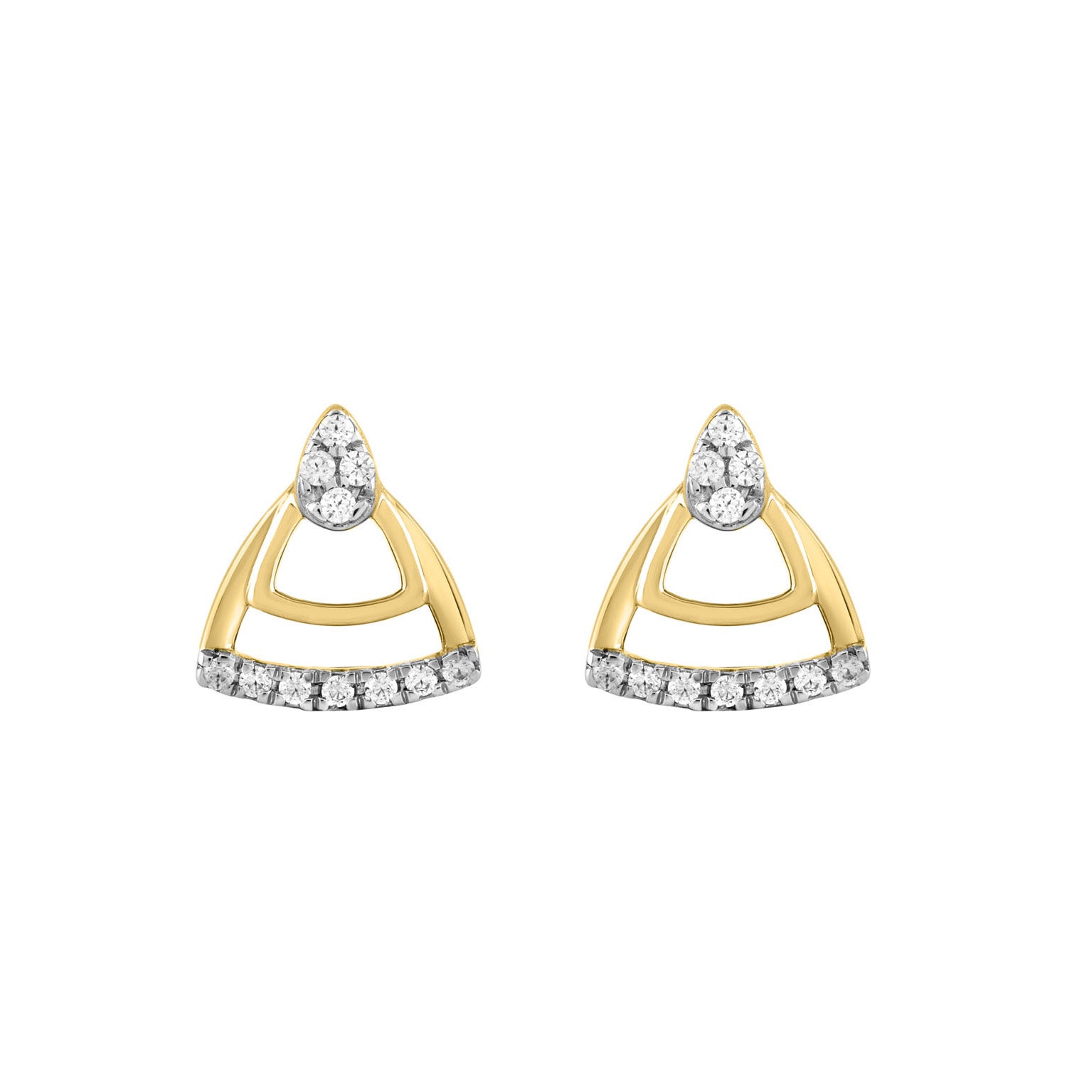 LADIES EARRINGS 0.13CT ROUND DIAMOND 14K YELLOW GOLD